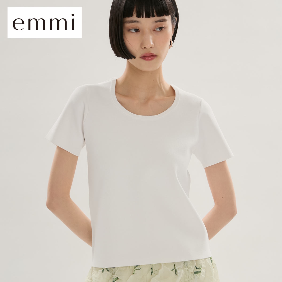 エミ デコルテシンプルニット ウォッシャブル UVカット 接触冷感 emmi(WH-ホワイト-Free)