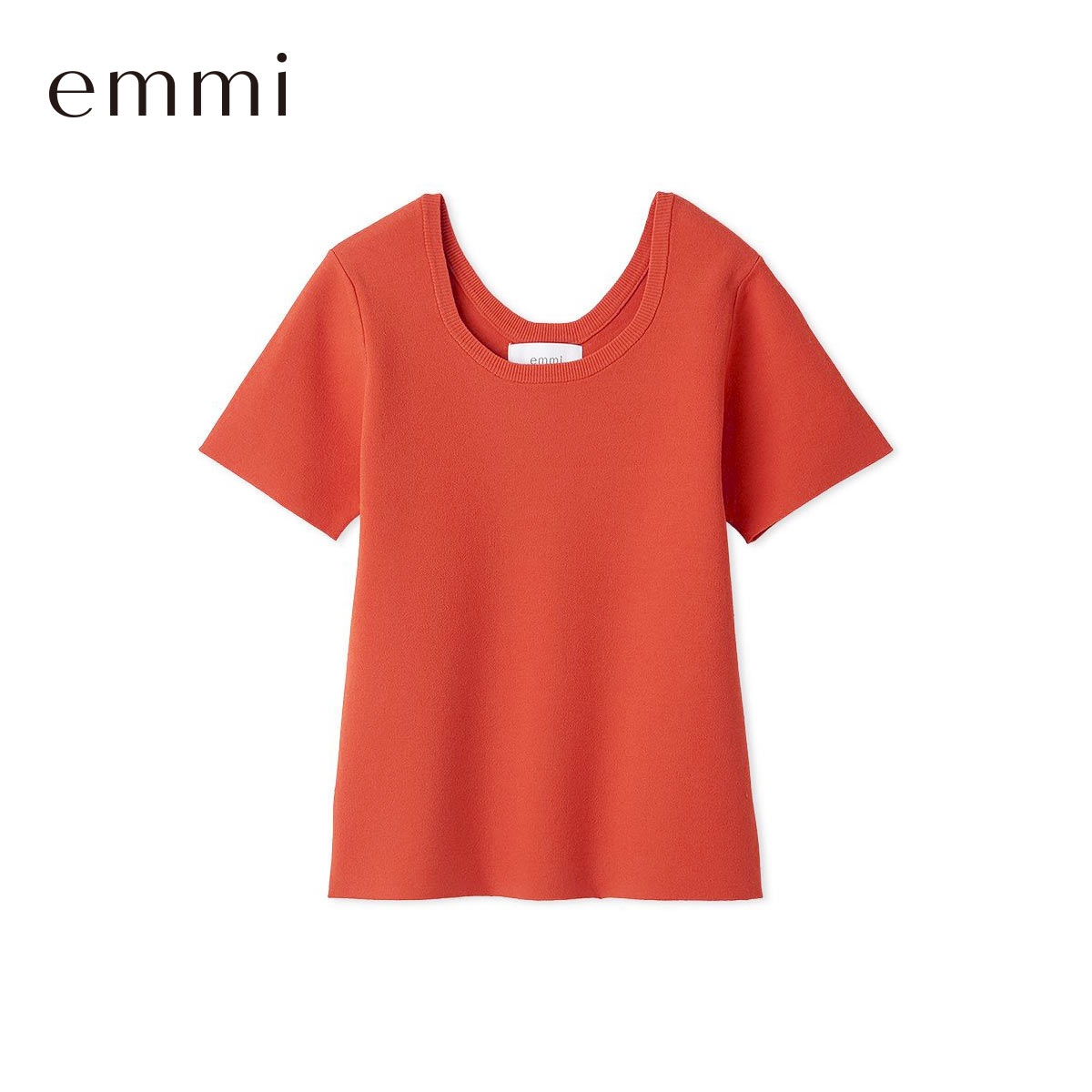 エミ デコルテシンプルニット ウォッシャブル UVカット 接触冷感 emmi(OR-オレンジ-Free)