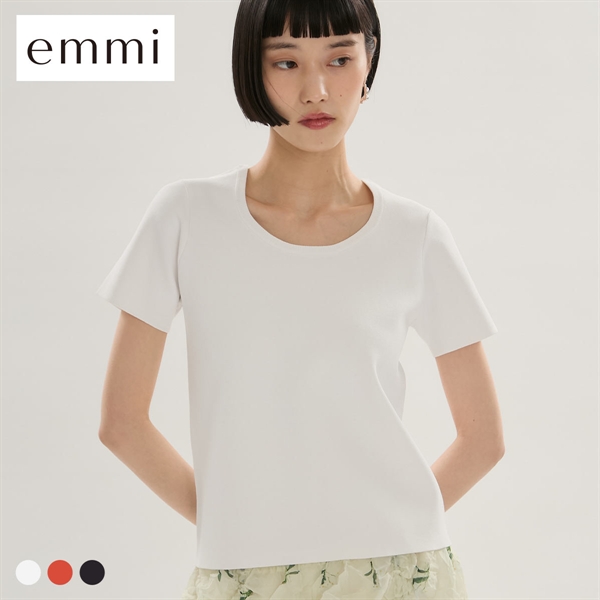 エミ デコルテシンプルニット ウォッシャブル UVカット 接触冷感 emmi