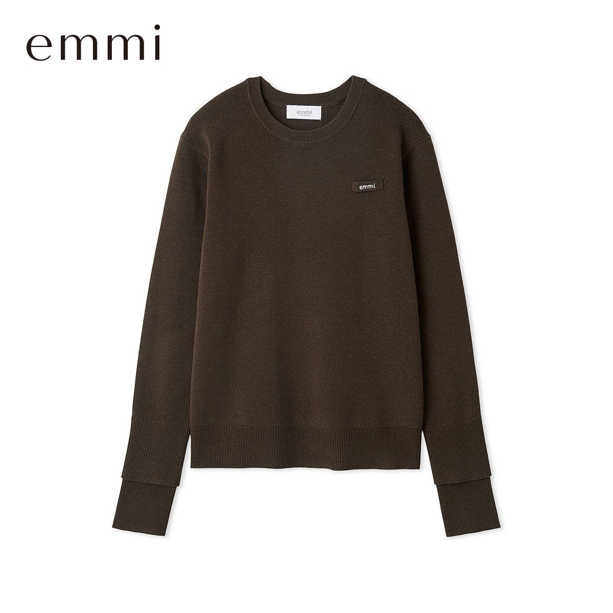 エミ emmiロゴクルーネックプルオーバー emmi(BR-ブラウン-Free)