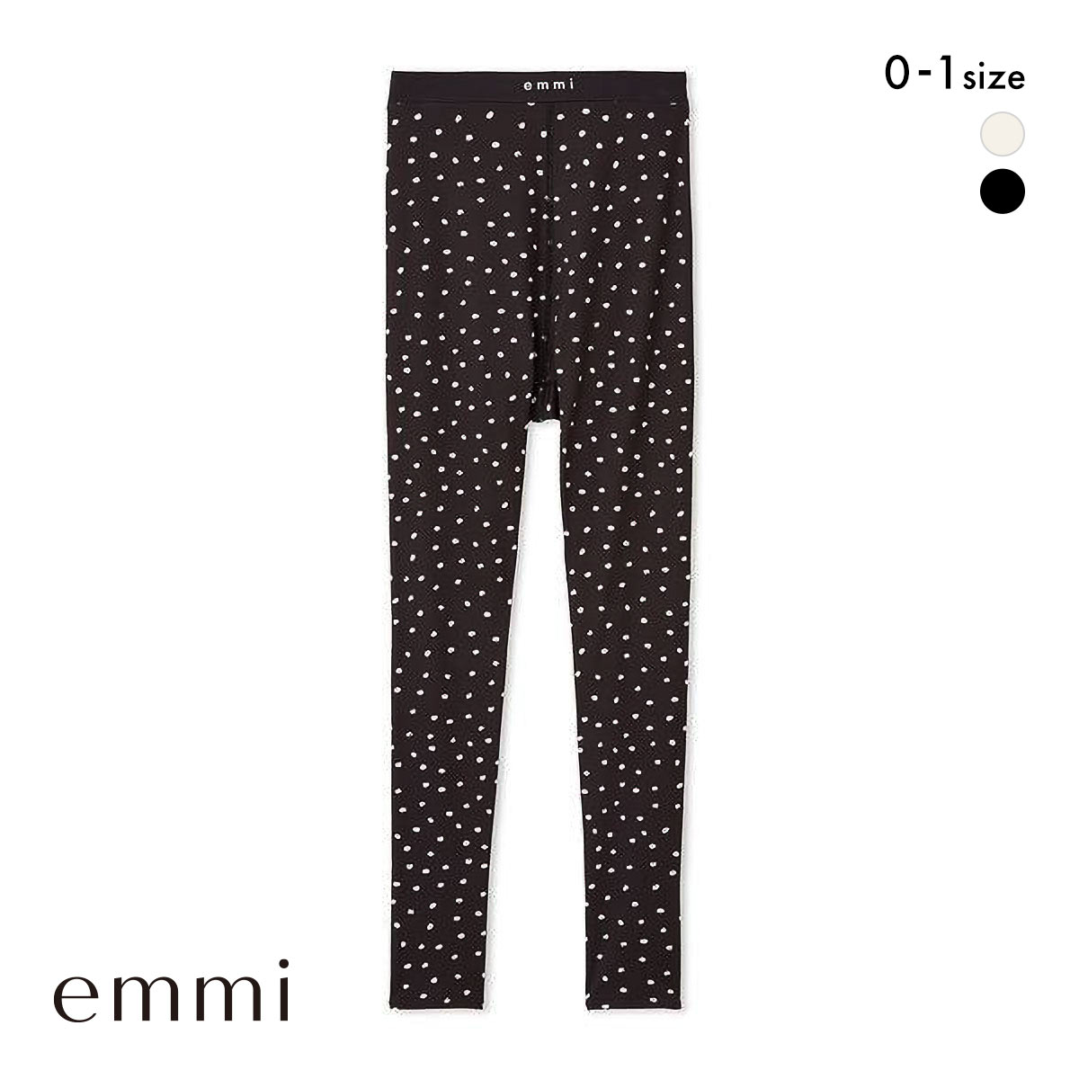 エミ WELLNESS&TRAINING eco ドット柄レギンス emmi(BK-ブラック-0)