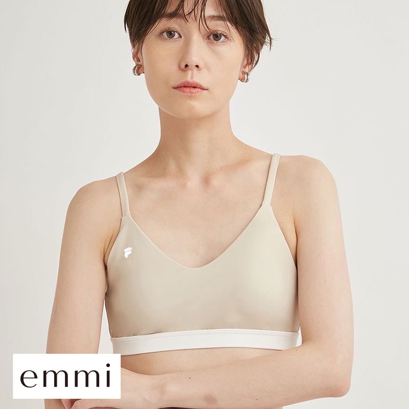 エミ WELLNESS&TRAINING FILAコラボブラトップ ブラジャー ノンワイヤー スポーツブラ カップイン 単品 emmi(BE-ベージュ-0)