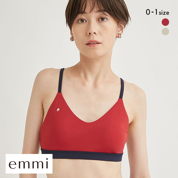 エミ WELLNESS&TRAINING FILAコラボブラトップ ブラジャー ノンワイヤー スポーツブラ カップイン 単品 emmi