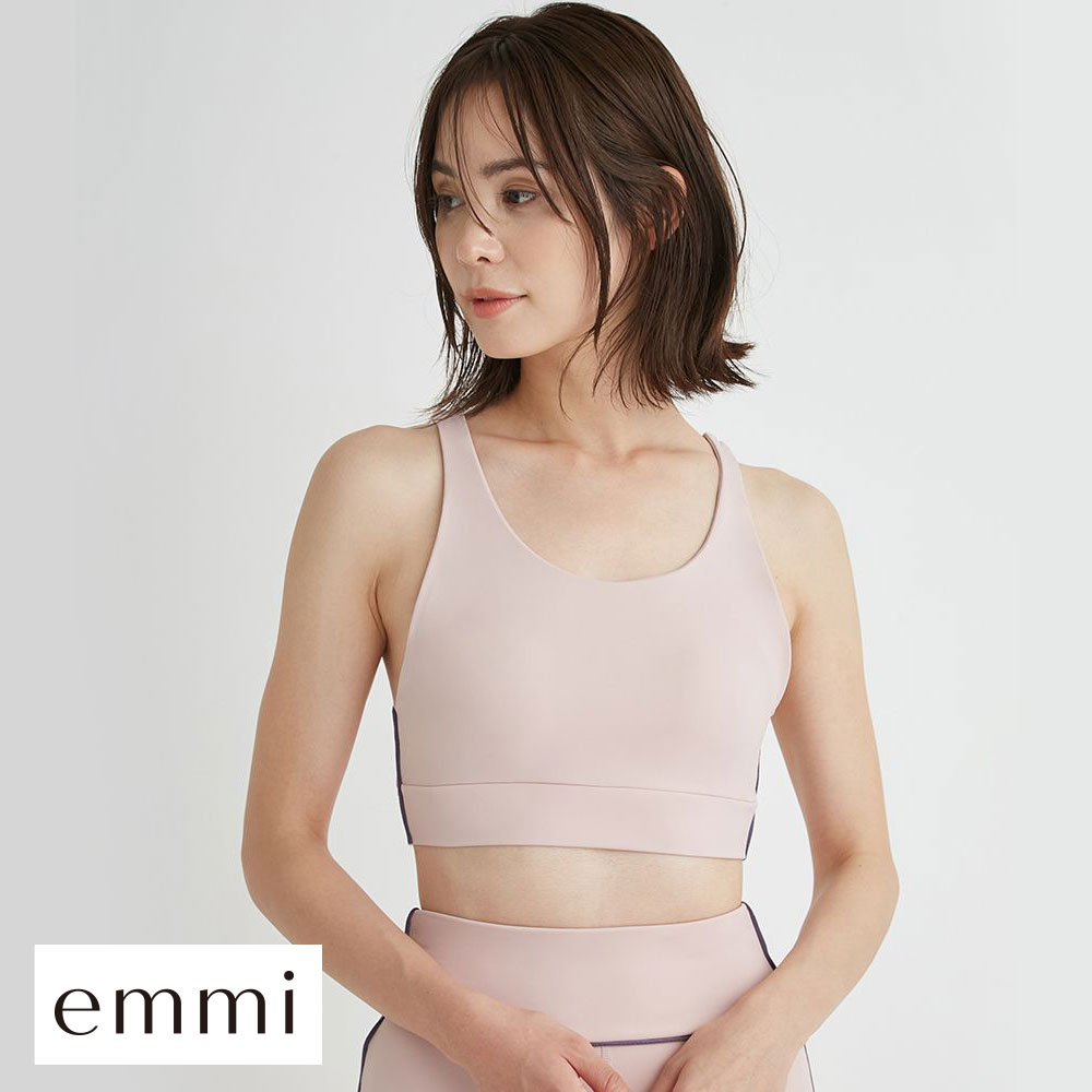 エミ WELLNESS&TRAINING サステナレッチブラトップ ブラジャー ノンワイヤー スポーツブラ カップイン emmi(PI-ピンク-0)