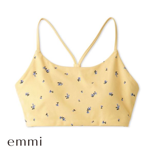エミ WELLNESS&TRAINING ミニフラワーUVカットブラトップ ブラジャー ノンワイヤー スポーツブラ カップイン emmi