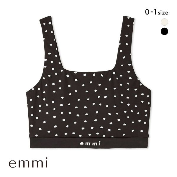 エミ WELLNESS&TRAINING eco ドット柄ブラトップ ブラジャー ノンワイヤー スポーツブラ カップイン emmi