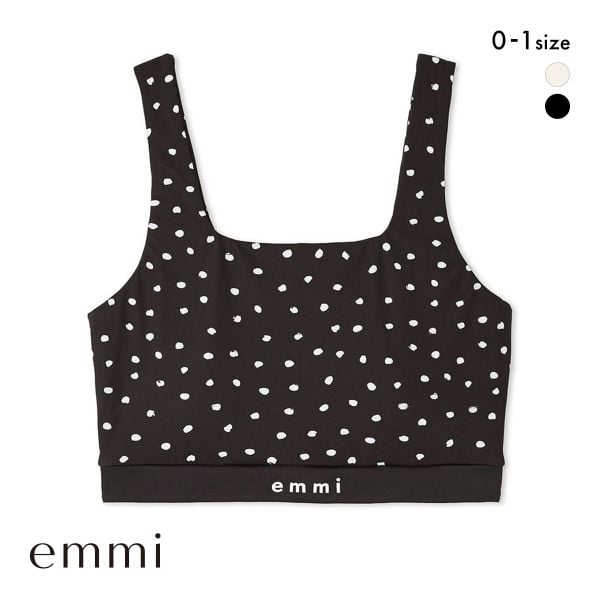 エミ WELLNESS&TRAINING eco ドット柄ブラトップ ブラジャー ノンワイヤー スポーツブラ カップイン emmi
