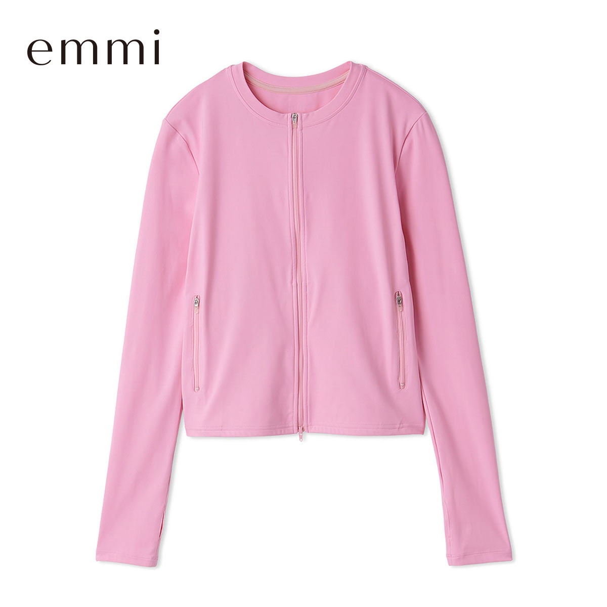 エミ Sustainaretch ジップアップトップス UVカット 接触冷感 emmi サステナレッチ(PI-ピンク-Free)