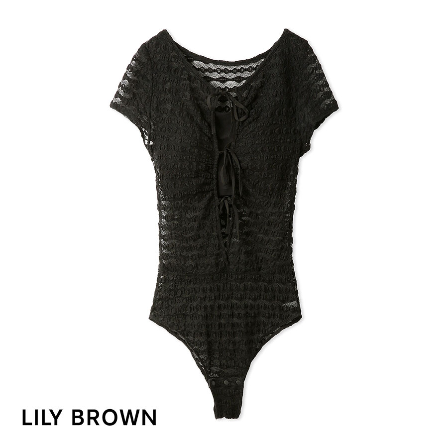 リリーブラウン LILY BROWN 【LILY BROWN Lingerie】レーシーリボンボディスーツ(BK-ブラック-Free)