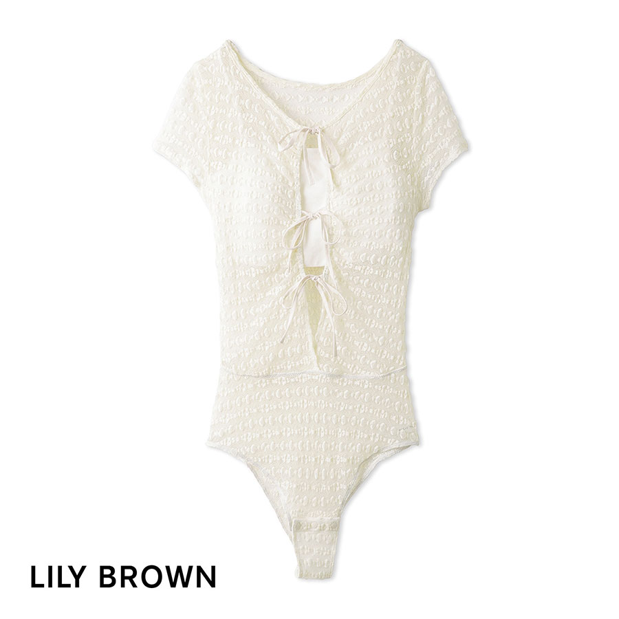 リリーブラウン LILY BROWN 【LILY BROWN Lingerie】レーシーリボンボディスーツ(IV-アイボリー-Free)