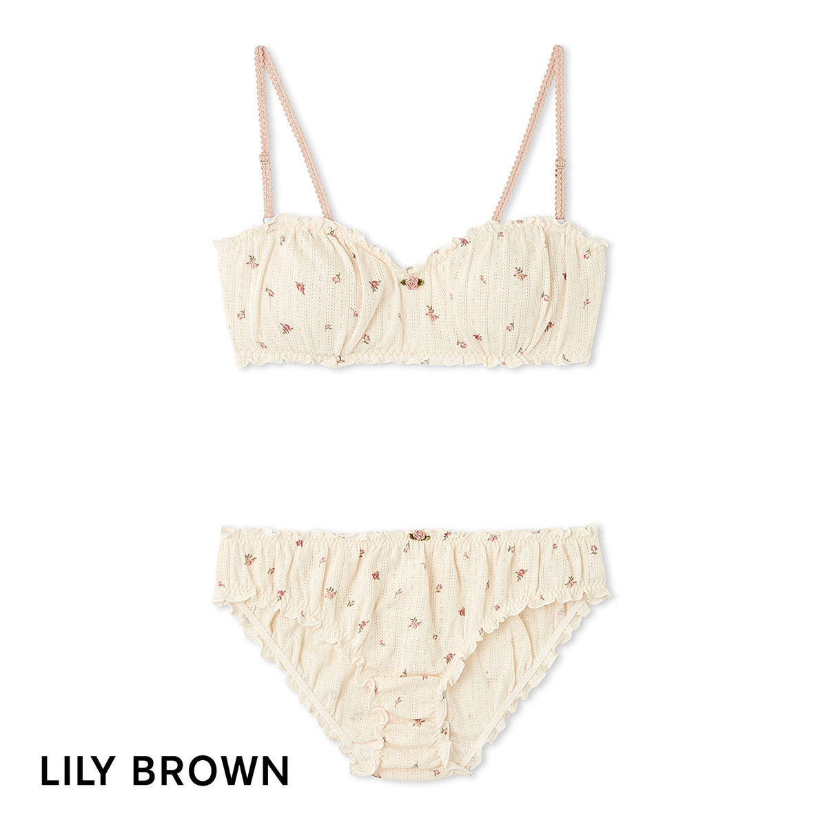 リリーブラウン LILY BROWN コットンフリル ブラレットセット ブラショーツセット ノンワイヤー(FLO-花-S)