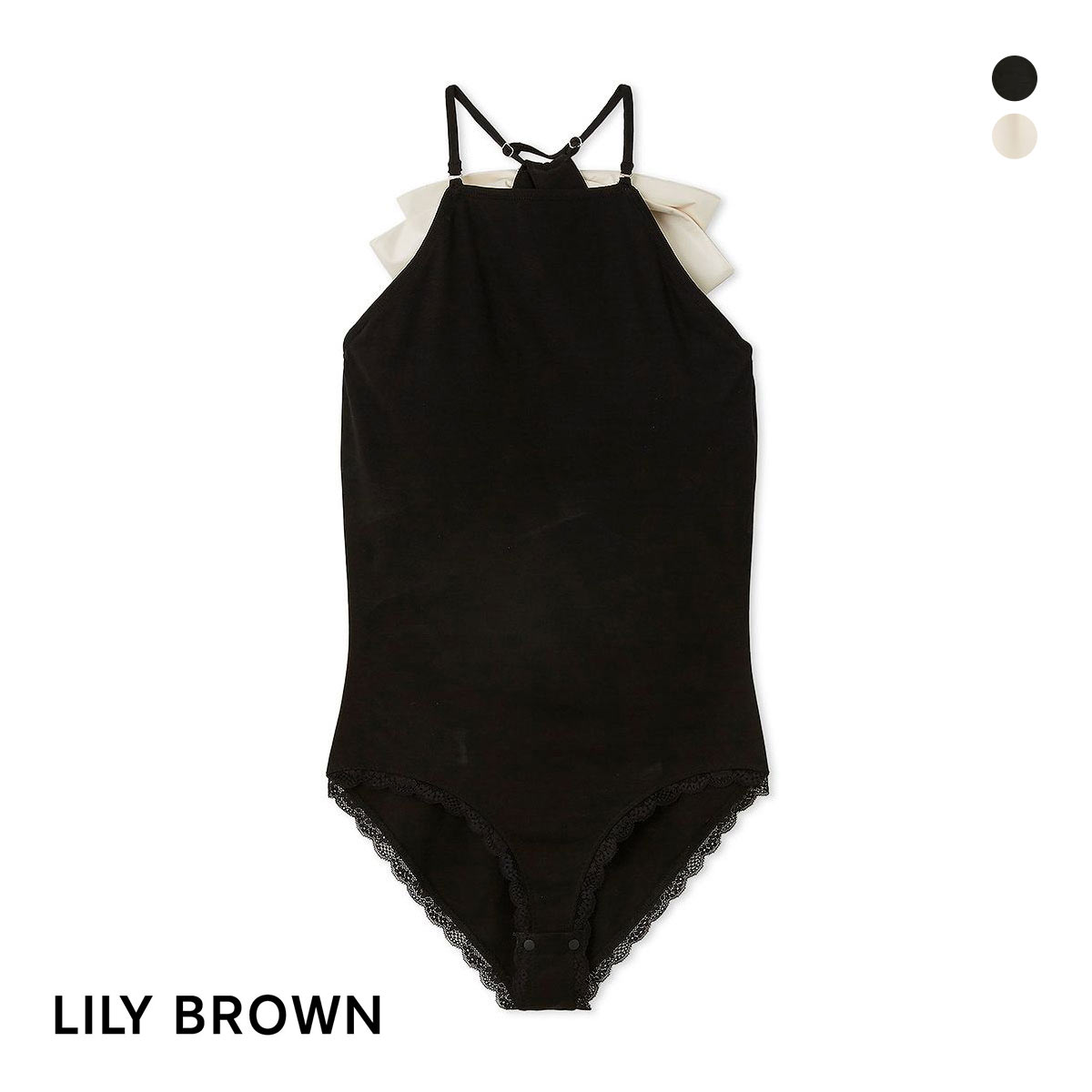 リリーブラウン リボンボディスーツ LILY BROWN Lingerie(BK-ブラック-Free)