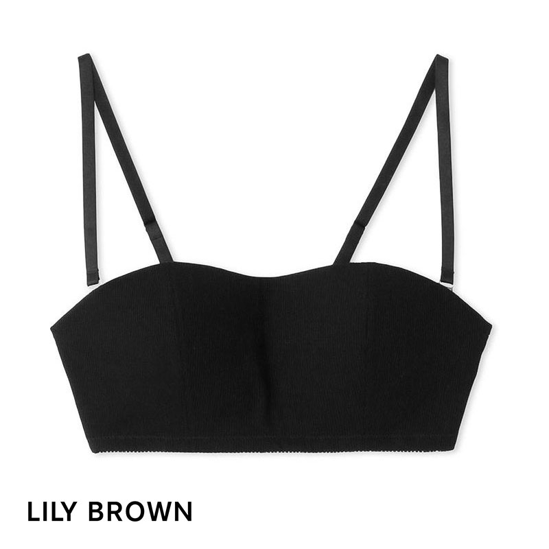 リリーブラウン LILY BROWN ソフトリブ ライククロスストラップレスブラ ランジェリー ブラジャー 単品(BK-ブラック-1)