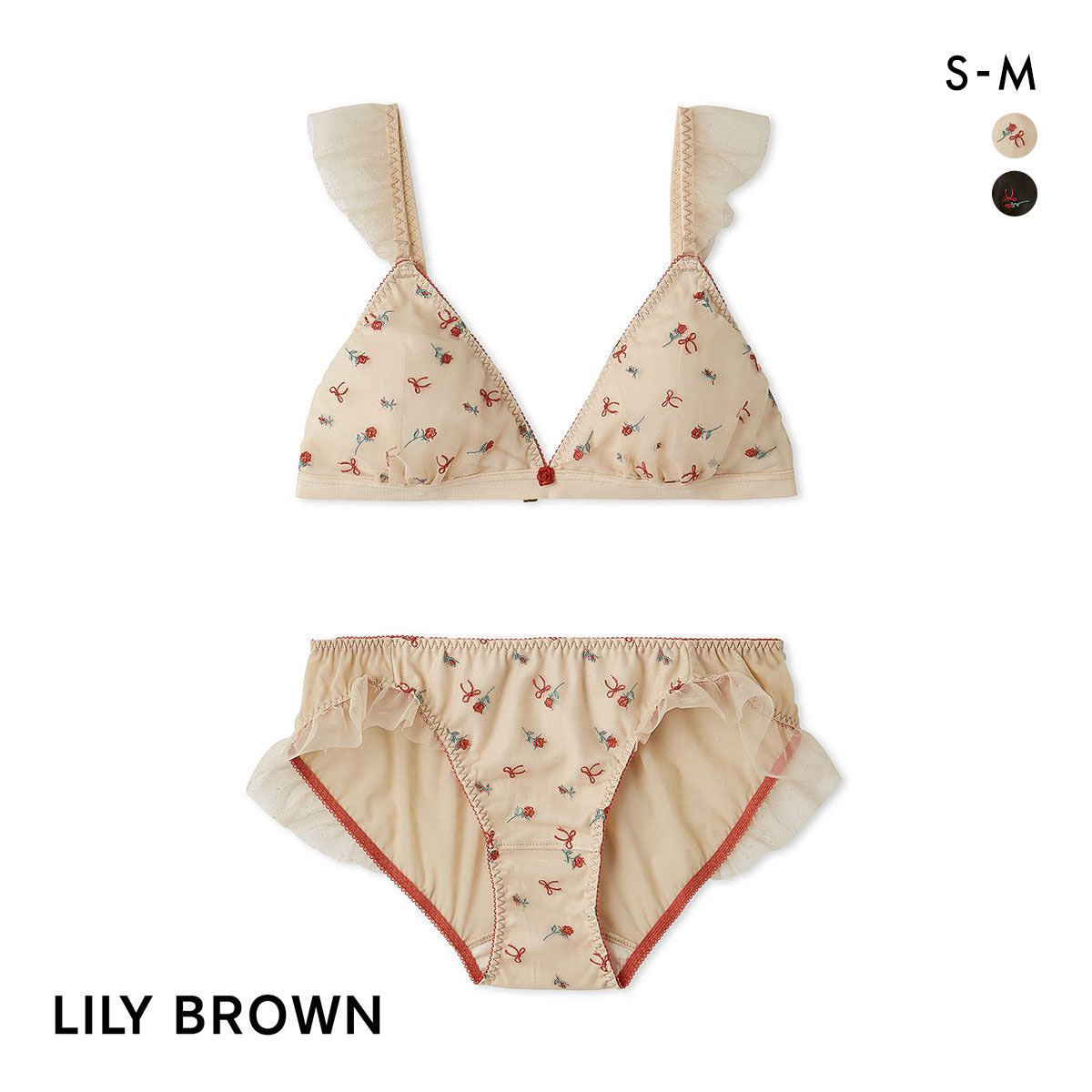 リリーブラウン ランジェリー ブラレットセット プティ ローズ LILY BROWN Lingerie(LBE-薄ベージュ-S)