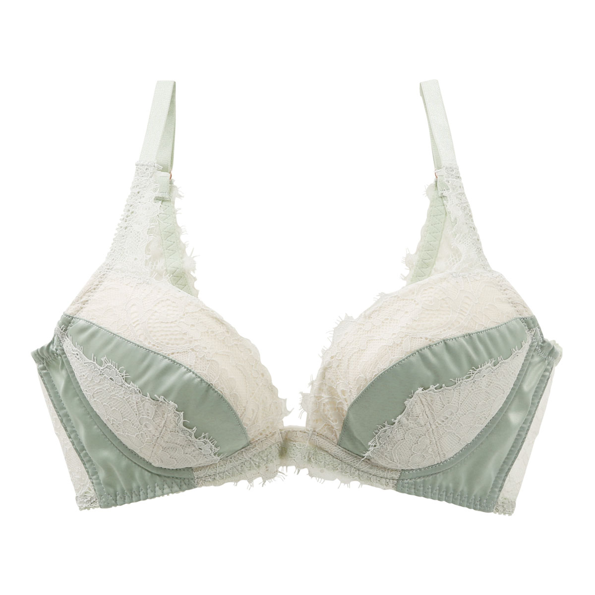 リリーブラウン LILY BROWN サテン アイラッシュレース ブラ ランジェリー ブラジャー 単品(MI-ミント-1)