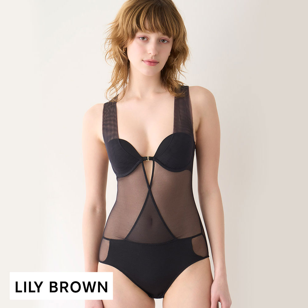 リリーブラウン LILY BROWN 【LILY BROWN Lingerie】シアーファンデボディスーツ(BK-ブラック-S)