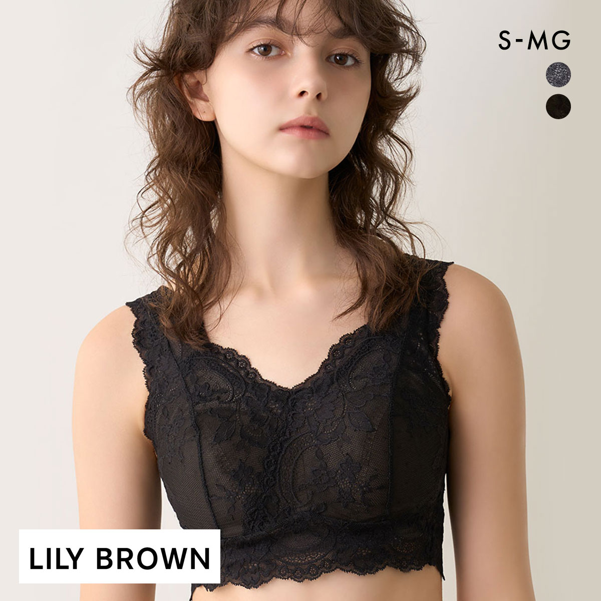 リリーブラウン ランジェリー ナイトブラ フラワーレース LILY BROWN Lingerie(BK-ブラック-S)