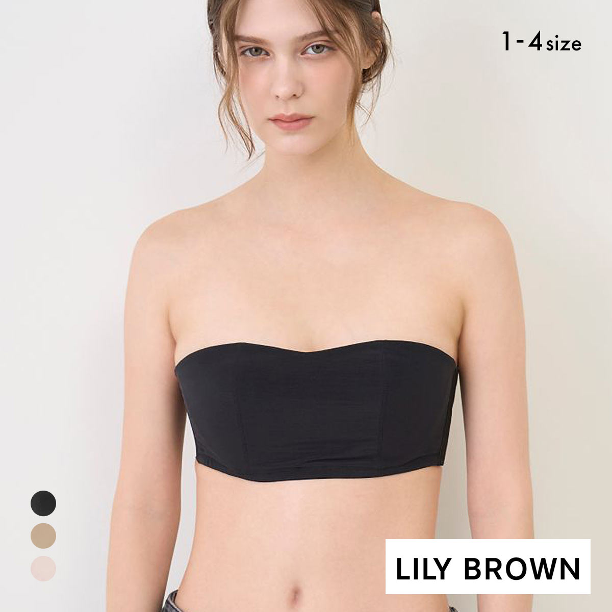 リリーブラウン LILY BROWN 【LILY BROWN Lingerie】シアーファンデ　ストラップレスブラ 単品(BK-ブラック-1)