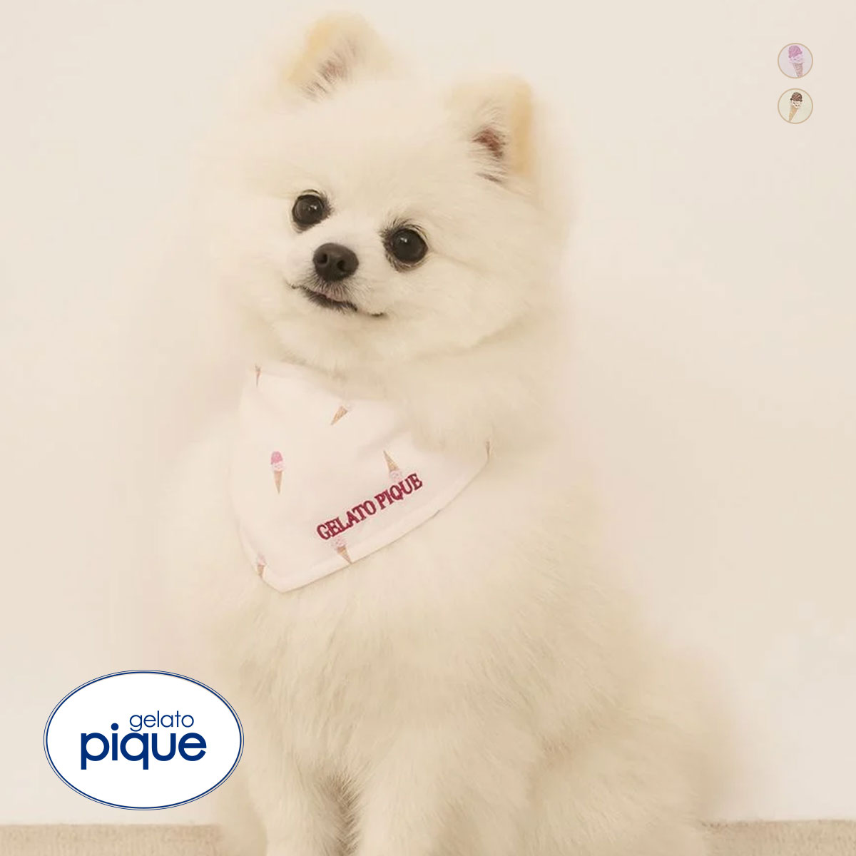 ジェラートピケ CAT&DOG アイス柄保冷剤入れバンダナ ジェラピケ gelato pique(PI-ピンク-Free)