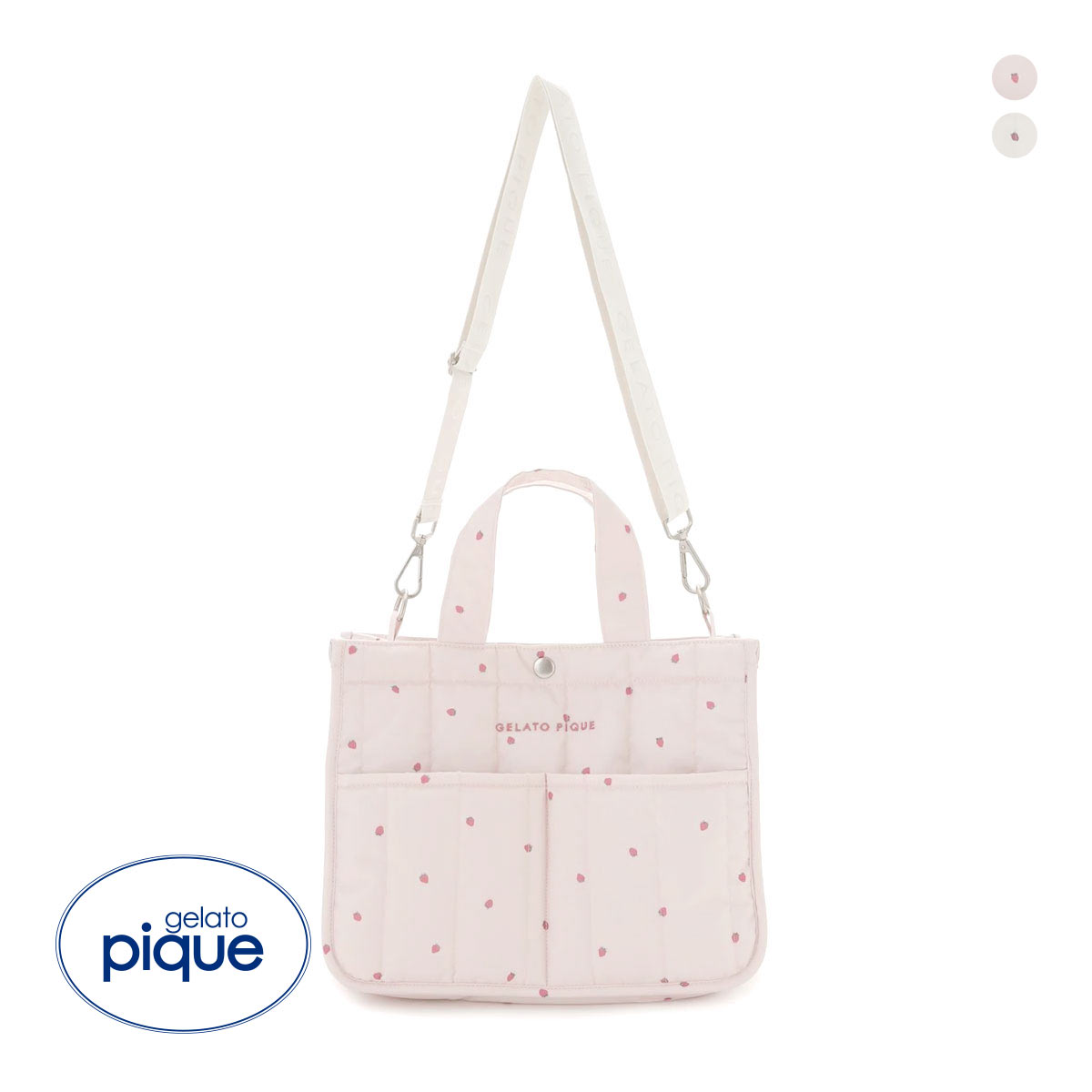 ジェラートピケ CAT&DOG 販路限定商品 ストロベリーキルティングお散歩バッグM gelato pique(PI-ピンク-Free)