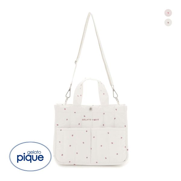 ジェラートピケ CAT&DOG 販路限定商品 ストロベリーキルティングお散歩バッグM gelato pique