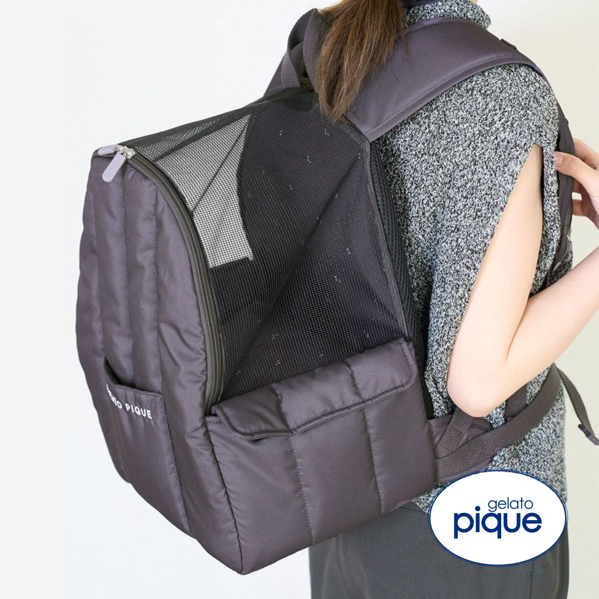 ジェラートピケ CAT&DOG リュックキャリー ジェラピケ gelato pique(CGY-チャコールグレー-Free)