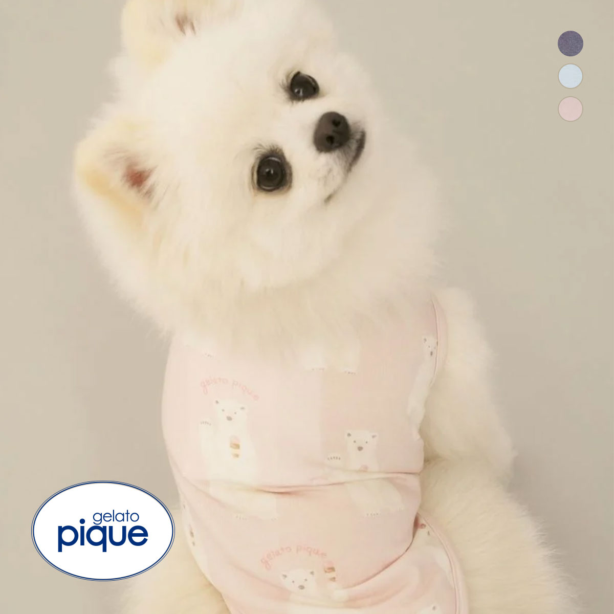 ジェラートピケ CAT&DOG 接触冷感 シロクマ柄COOLINGウェア ジェラピケ gelato pique(PI-ピンク-S)