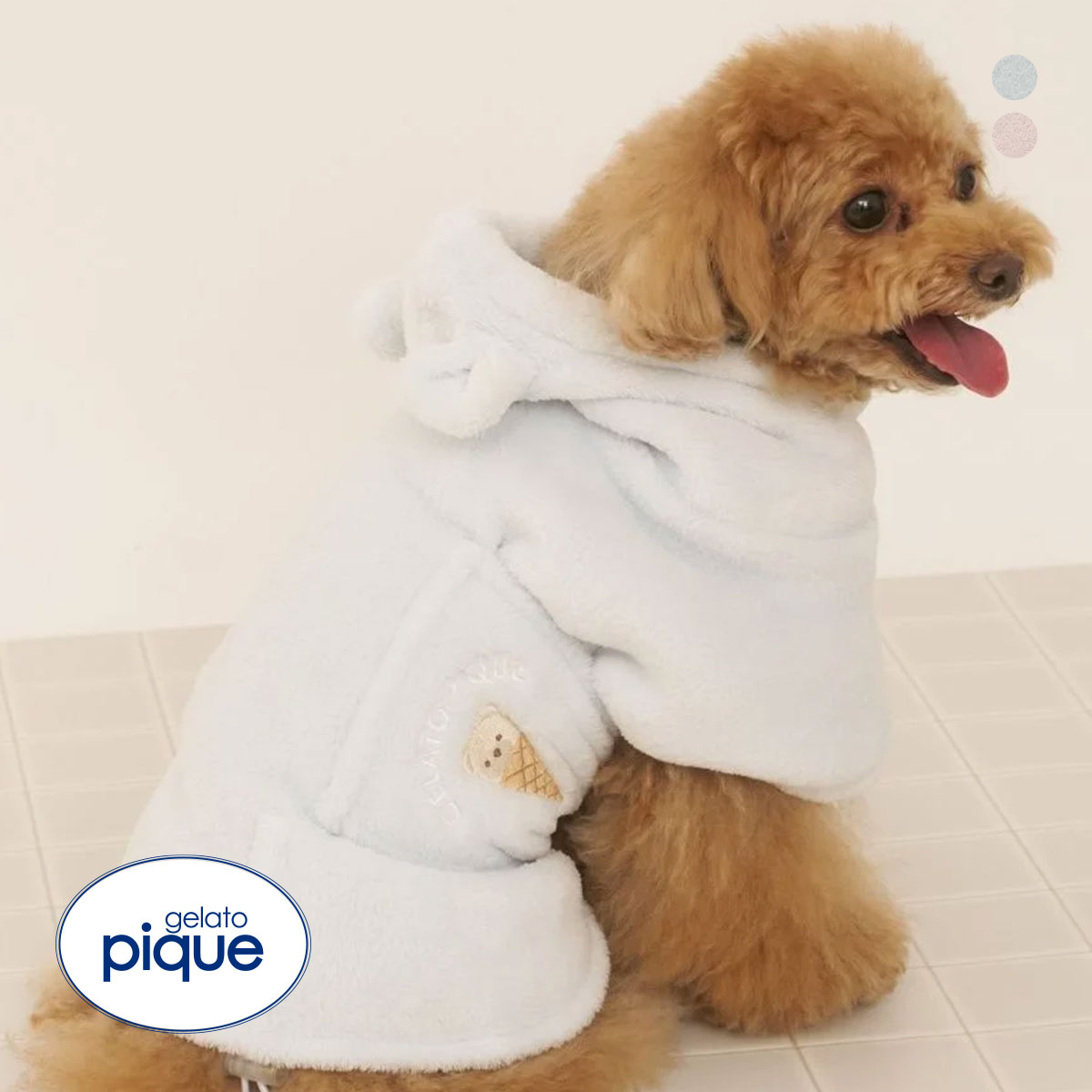ジェラートピケ CAT&DOG マイクロファイバーガウン ジェラピケ gelato pique(BU-ブルー-S)
