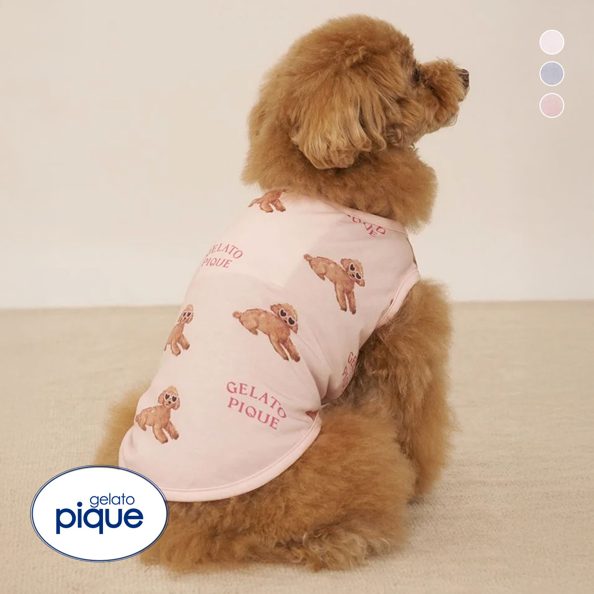 【新品タグ付き】GELATO PIQUE ネコ耳 2点セットアップ 限定品 レア ジェラートピケ CAT&DOG 接触冷感 サマートイプードル柄プル