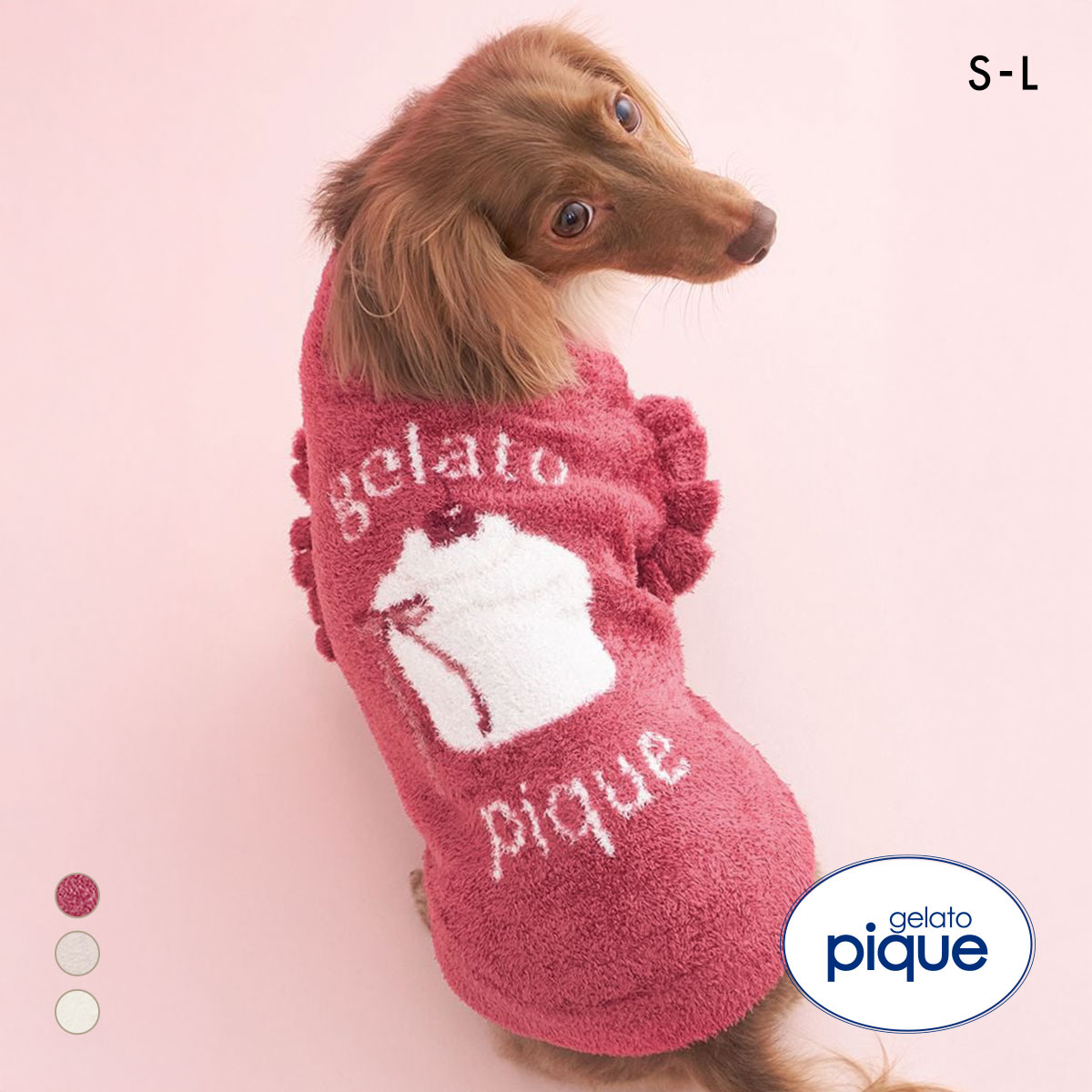 ジェラートピケ CAT&DOG オータムケーキジャガードプルオーバー ジェラピケ gelato pique(RE-レッド-S)