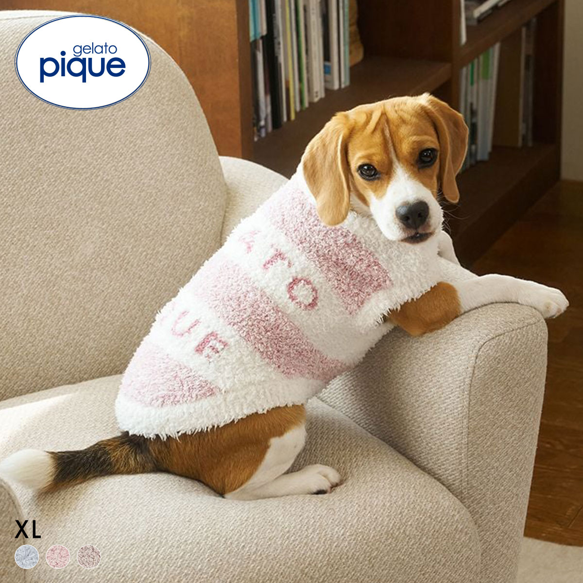 ジェラートピケ CAT&DOG ラージサイズジェラートメランジ2ボーダープルオーバー ジェラピケ gelato pique(PI-ピンク-XL)