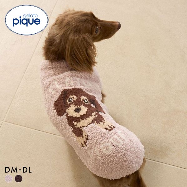 ジェラートピケ CAT&DOG ベビモコダックスフンドジャガードプルオーバー ジェラピケ gelato pique