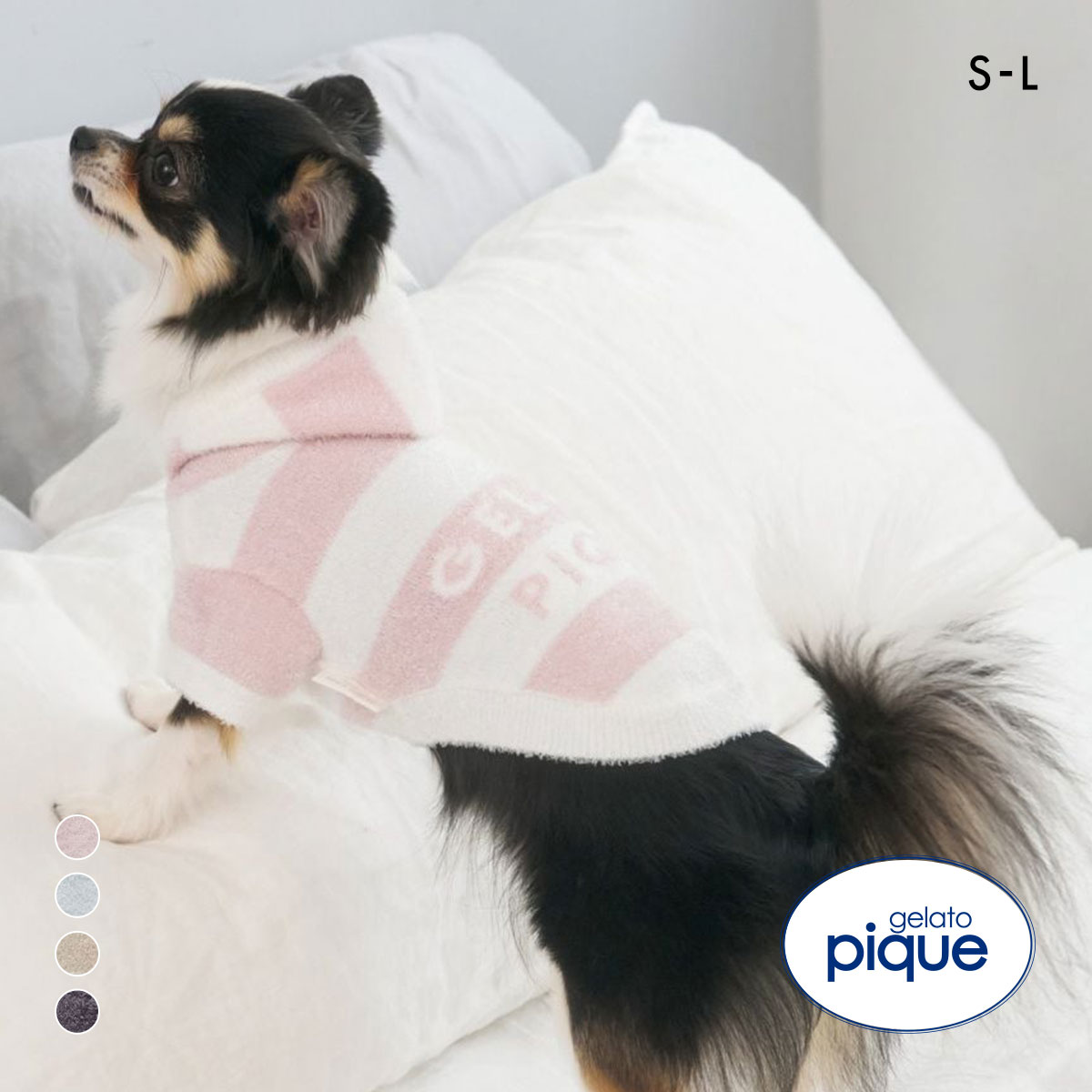 ジェラートピケ CAT&DOG スムーズィー2ボーダーフーディー ジェラピケ gelato pique S M L(PI-ピンク-S)