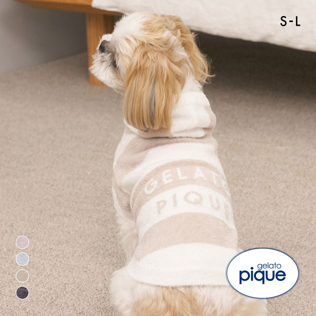 ジェラートピケ CAT&DOG スムーズィー2ボーダーフーディー ジェラピケ gelato pique S M L(BE-ベージュ-S)