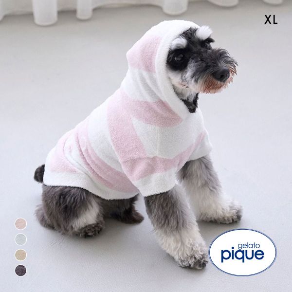 ジェラートピケ CAT&DOG スムーズィーXLサイズ2ボーダーフーディー ジェラピケ gelato pique XL