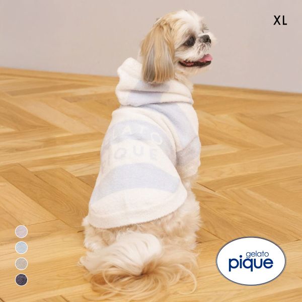 ジェラートピケ CAT&DOG スムーズィーXLサイズ2ボーダーフーディー ジェラピケ gelato pique XL