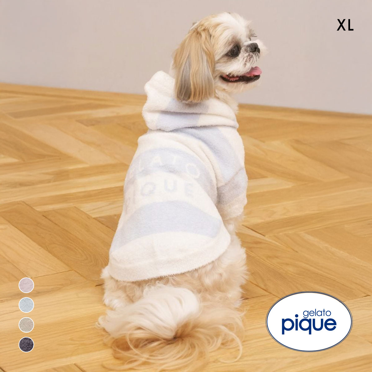 ジェラートピケ CAT&DOG スムーズィーXLサイズ2ボーダーフーディー ジェラピケ gelato pique XL(BU-ブルー-XL)