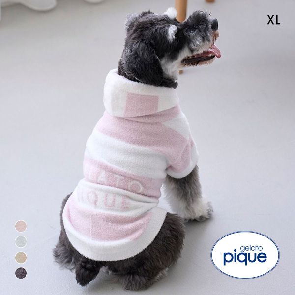 ジェラートピケ CAT&DOG スムーズィーXLサイズ2ボーダーフーディー ジェラピケ gelato pique XL