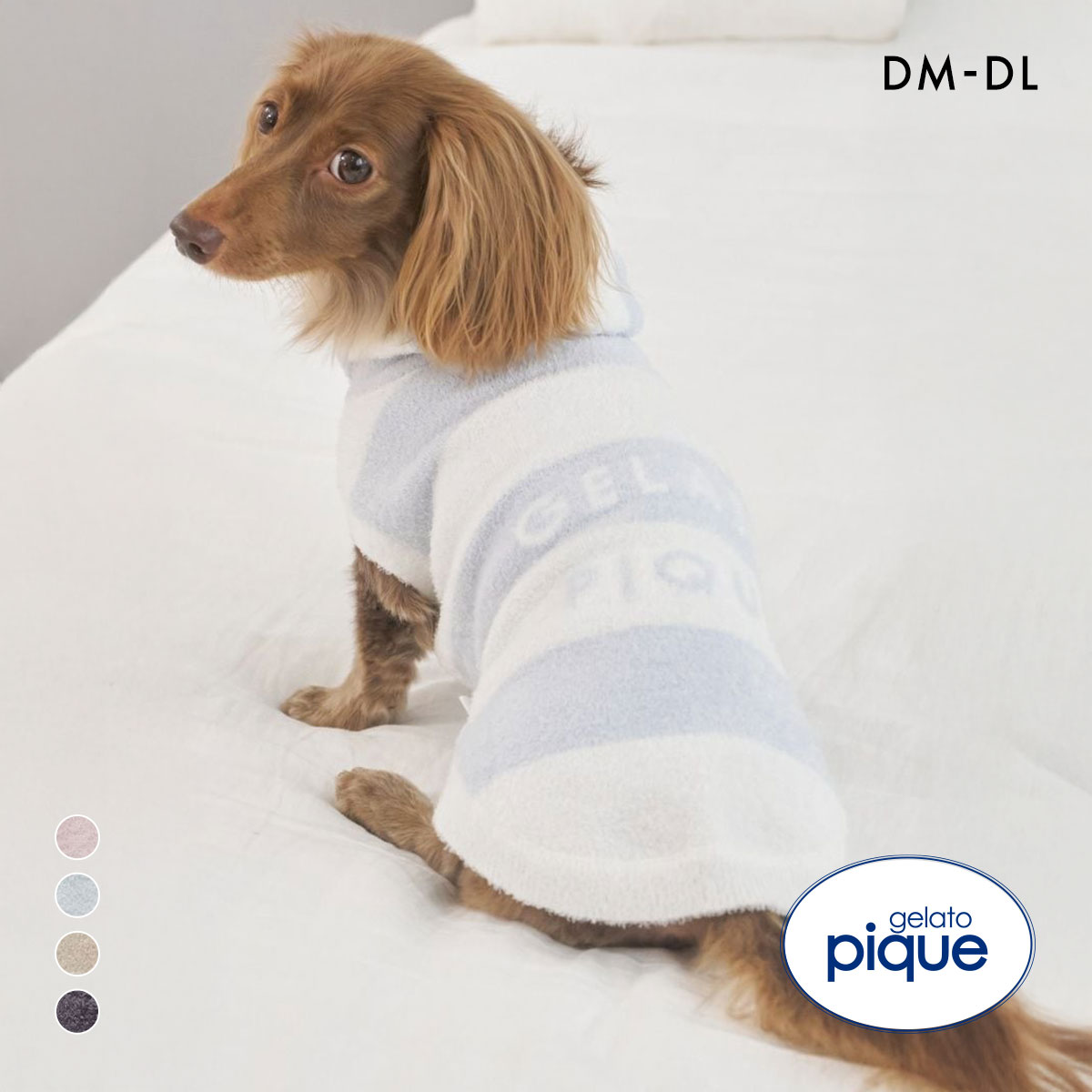 ジェラートピケ CAT&DOG スムーズィーダックスサイズ2ボーダーフーディー ジェラピケ gelato pique(BU-ブルー-DM)