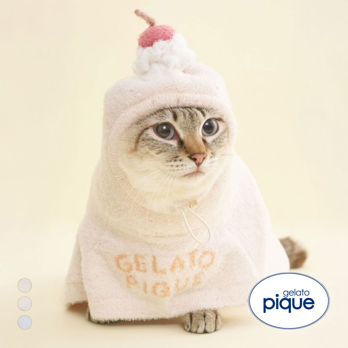 ジェラートピケ CAT&DOG Birthday スムーズィーケープ gelato pique(CR-クリーム-S)
