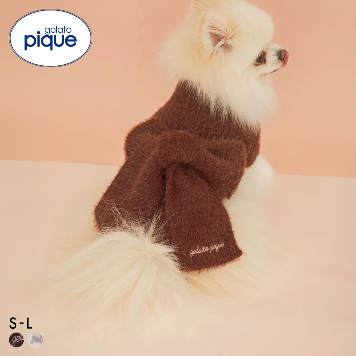 ジェラートピケ CAT&DOG Valentine リボンプルオーバー ジェラピケ gelato pique(BR-ブラウン-S)