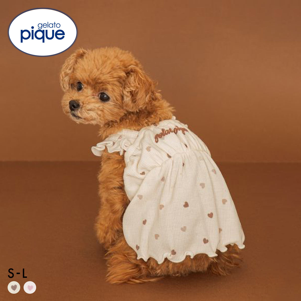 ジェラートピケ CAT&DOG Valentine ハート柄フリルワンピース ジェラピケ gelato pique(IV-アイボリー-S)