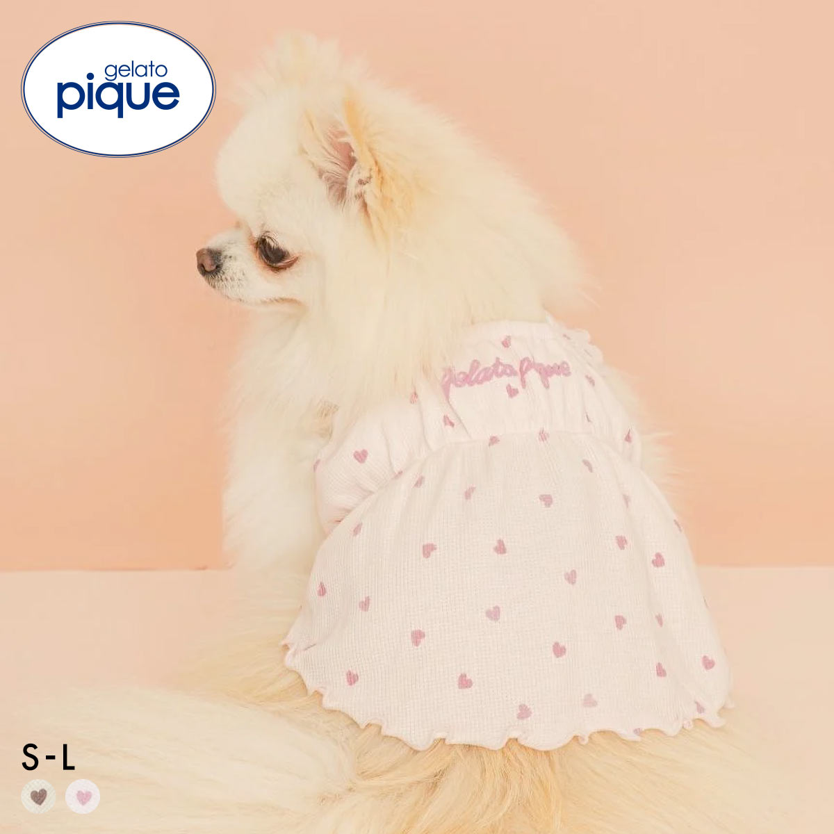 ジェラートピケ CAT&DOG Valentine ハート柄フリルワンピース ジェラピケ gelato pique(PI-ピンク-S)