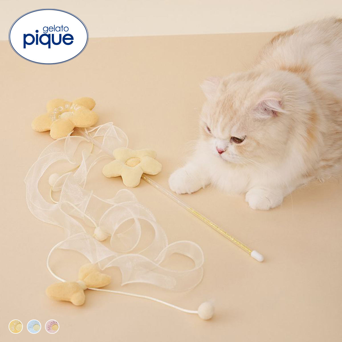 ジェラートピケ CAT&DOG フラワーモチーフねこじゃらし ジェラピケ gelato pique 猫の日(YE-イエロー-Free)