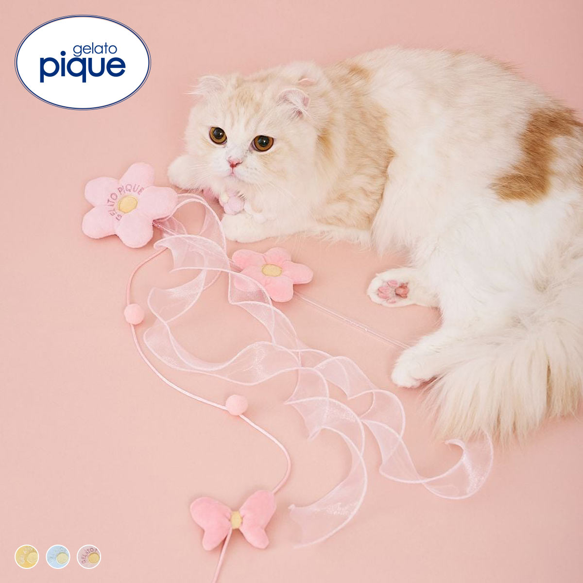 ジェラートピケ CAT&DOG フラワーモチーフねこじゃらし ジェラピケ gelato pique 猫の日(PI-ピンク-Free)
