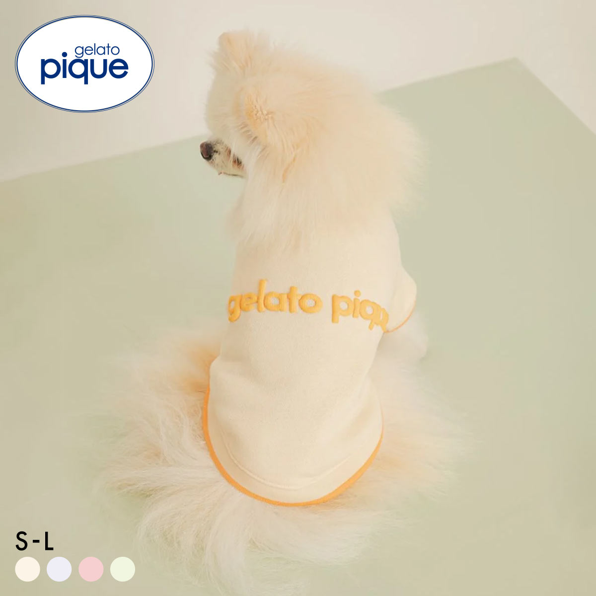 ジェラートピケ CAT&DOG ロゴプリント裏毛プルオーバー ジェラピケ ペット gelato pique(OR-オレンジ-S)