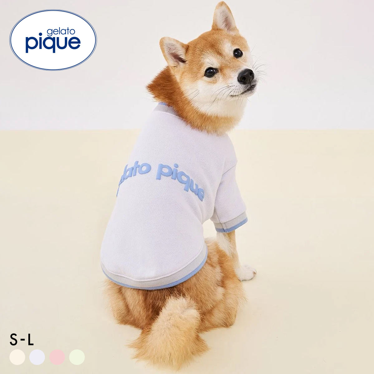 ジェラートピケ CAT&DOG ロゴプリント裏毛プルオーバー ジェラピケ ペット gelato pique(BU-ブルー-S)