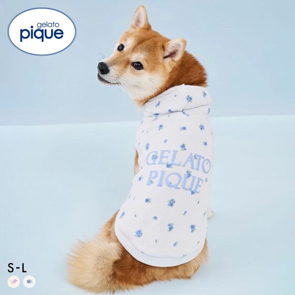ジェラートピケ CAT&DOG フラワー柄裏毛フーディー ジェラピケ ペット gelato pique