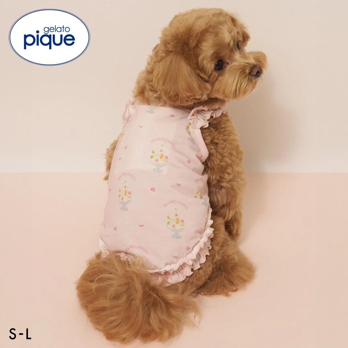 ジェラートピケ CAT&DOG 接触冷感 シロクマひんやりスイーツ柄 Coolingフリルプルオーバー ジェラピケ gelato pique(PI-ピンク-S)