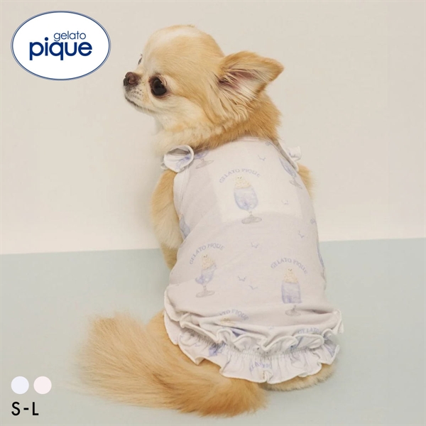 ジェラートピケ CAT&DOG 接触冷感 シロクマひんやりスイーツ柄 Coolingフリルプルオーバー ジェラピケ gelato pique